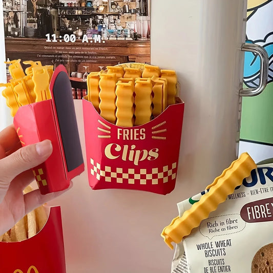 12PCS French Fry Shape Food Sealing Clips – Plastic Bag Snack & Seasoning Bag Clips for Airtight Storage & Kitchen Use