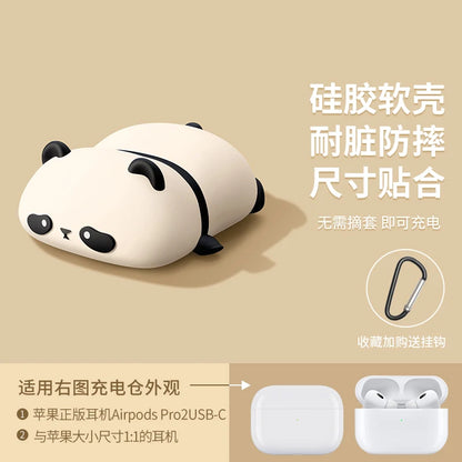 Cute Lying Panda Silicone Case for AirPods 4 (2024) & AirPods Pro 1/2/3 — Protective Earbuds Charging Cover