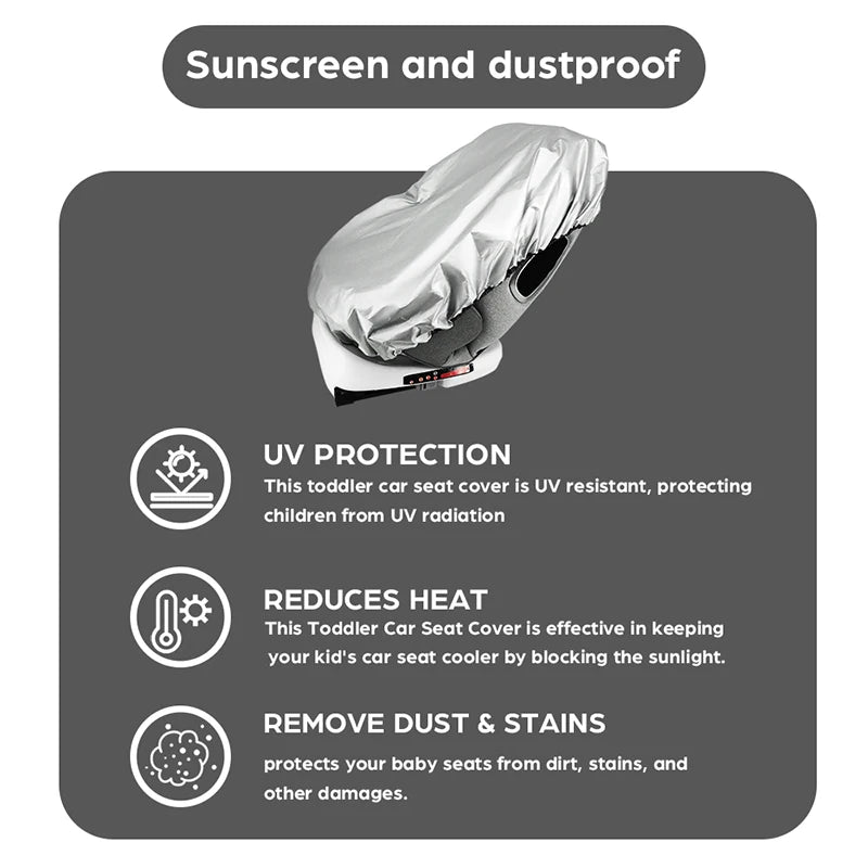 Silver Baby Car Seat Sun Shade - Universal UV Protection Cover for Heat Blocking & Travel Safety