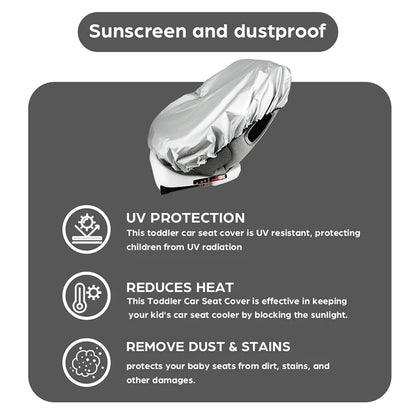 Silver Baby Car Seat Sun Shade - Universal UV Protection Cover for Heat Blocking & Travel Safety