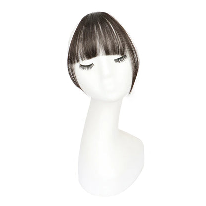 Synthetic Invisible Air Bangs Hair Extensions – Fake Front Fringe Hairpiece, Black & Brown Clip-In Bangs for Women