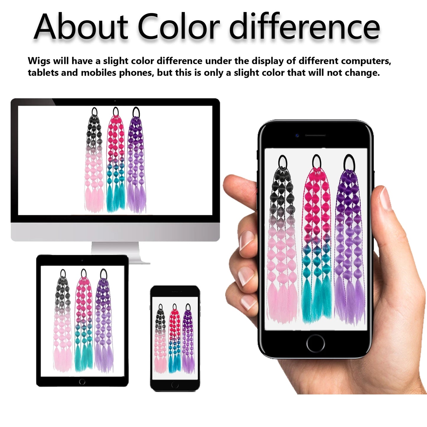 Colorful Bubble Braid Ponytail Extension – Long Lantern Braided Synthetic Hairpiece with Tie