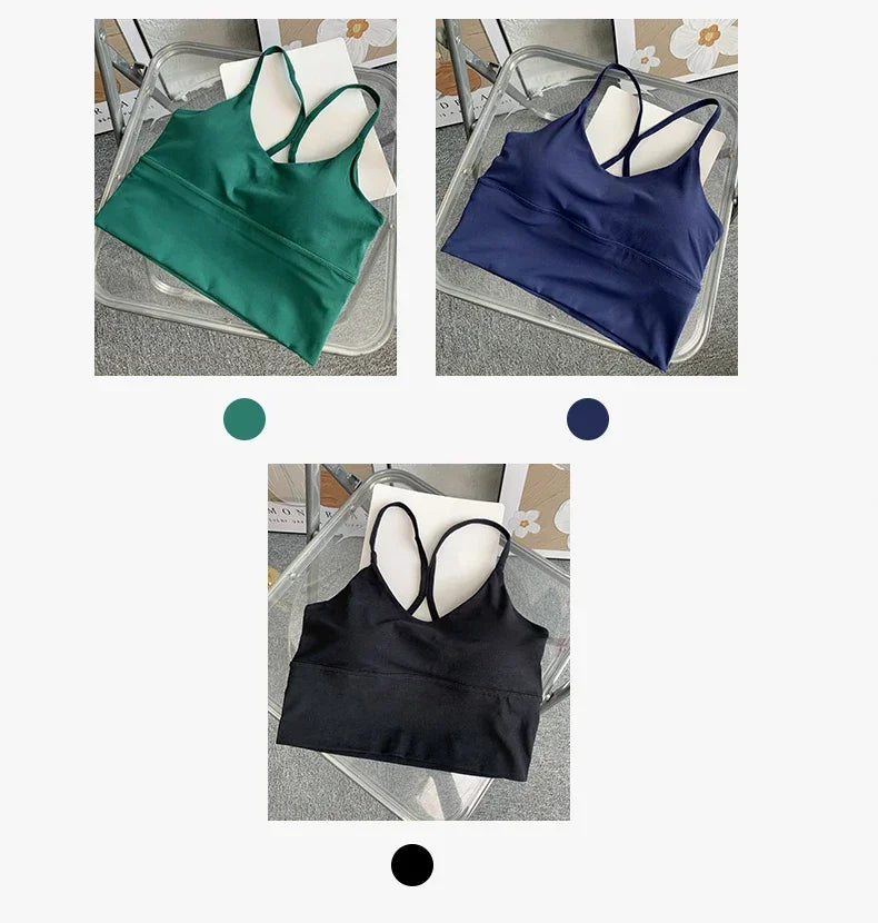 Women’s Sexy Crossback Yoga Crop Top — Breathable, Shockproof Fitness & Running Sports Vest