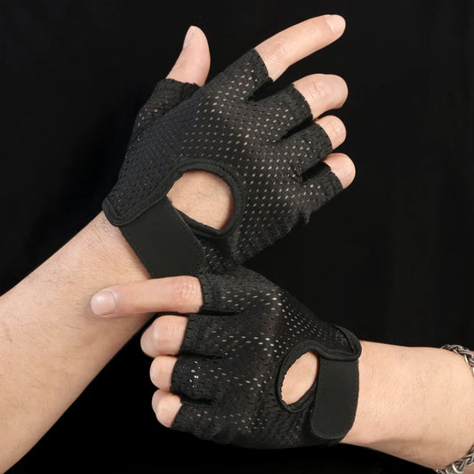 Summer Half-Finger Ice Silk Gloves – Breathable Fingerless Gym & Cycling Gloves with Anti-Slip Pad for Men & Women