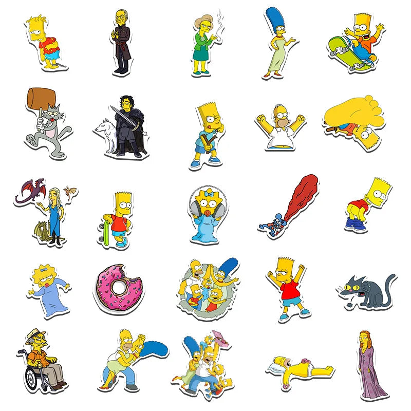 Cartoon Waterproof Stickers – 50/100-Piece Decorative Graffiti Decals for Luggage, Skateboards & Laptops
