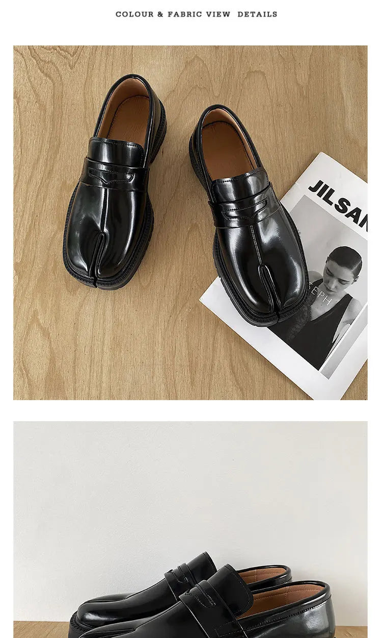 CHMURY Tabi Loafers — Men & Women Split Toe Casual Shoes, Thick Sole Patent Leather 2024