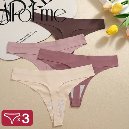3PCS Sexy G-String Underwear Set – Breathable Seamless Low Waist T-Back Bikini Panties for Women, S-XL Sizes
