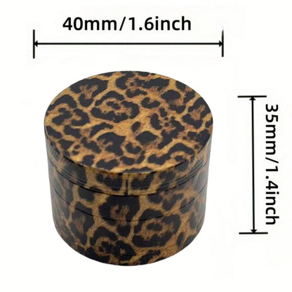 Metal Herb Grinder - Leopard Print Spice Crusher & Tobacco Grinder with Grinding Teeth