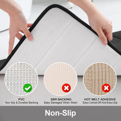 Memory Sponge Striped Bathroom Mat – Non-Slip, Water Absorbent, Machine Washable Floor Rug
