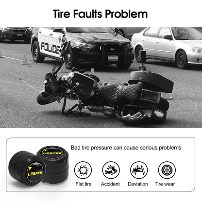 Bluetooth Motorcycle TPMS with 2 Sensors – Tire Pressure Monitoring System for Pit Bike, Tyre Tester Diagnostic Kit Moto Accessories