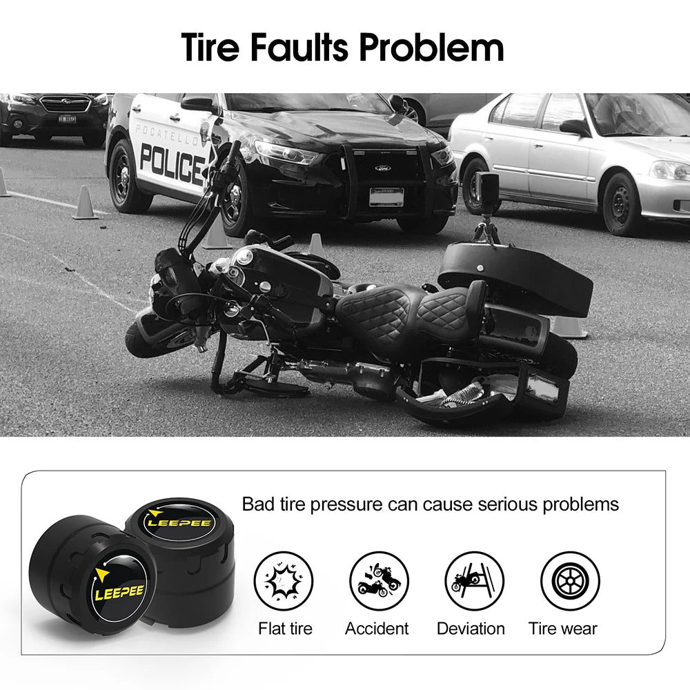 Motorcycle TPMS Bluetooth 4.0/5.0 Tire Pressure Monitoring System – 2 Sensors Pit Bike Tyre Tester Diagnostic Set