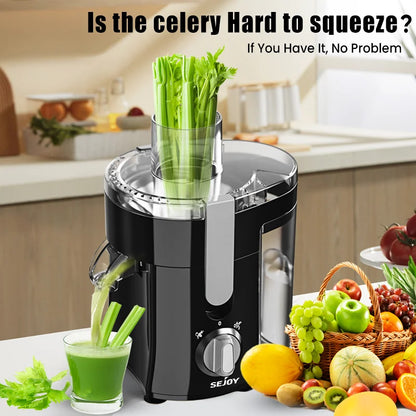 SEJOY Centrifugal Juicer – Compact Automatic Electric Citrus and Fruit & Veg Extractor with Pulp Ejection
