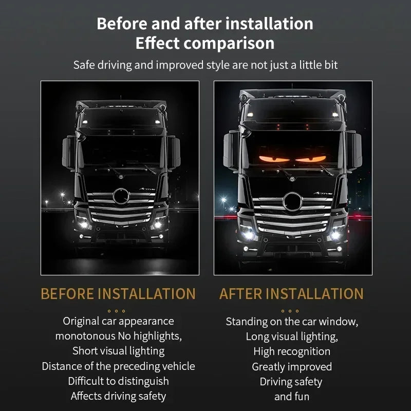 Truck & Car Devil Eye LED Pixel Panel Light – Remote-Control Soft Foldable Scrolling Display 12V/24V