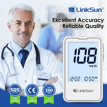 G-425-2 Linksun Blood Glucose Meter - Digital Blood Sugar Monitor with 50 or 100 Test Strips for Diabetes Testing