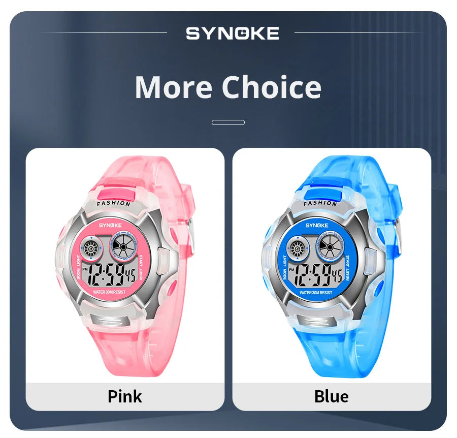SYNOKE Student Electronic Watch - Waterproof Sports Watch for Children, Glow Multi-Function Digital Watch with 7 Colors Light, Perfect Gift