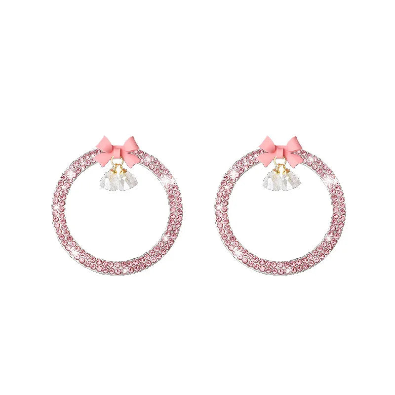Rhinestone Bow Car Start Button Trim - Sparkling Diamond Decorative Ring Protective Cover for Auto Accessories