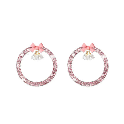 Rhinestone Bow Car Start Button Trim - Sparkling Diamond Decorative Ring Protective Cover for Auto Accessories