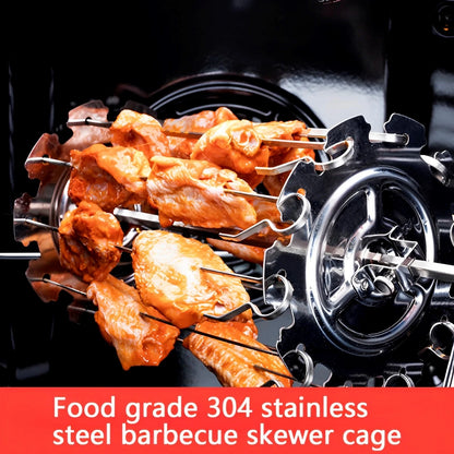 Stainless Steel Oven Grill Cage – Heat-Resistant Non-Stick BBQ Meat Skewer Rotisserie Kebab Maker