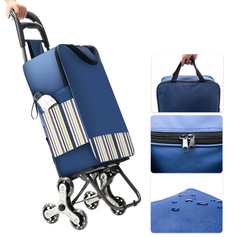 Lightweight Folding Grocery Shopping Trolley – Hand-Pull Cart for Household & Outdoor Travel