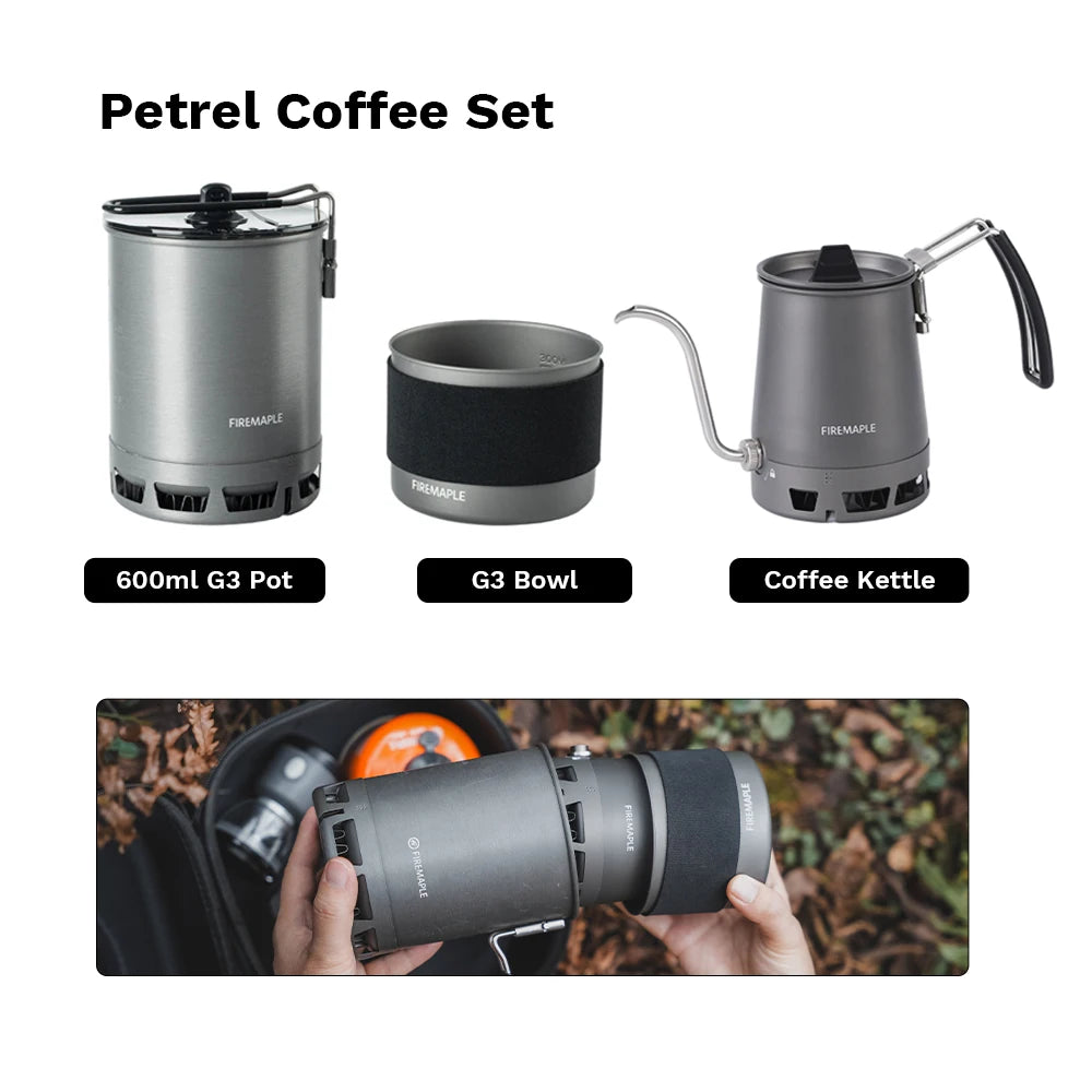 Fire-Maple Petrel Pour-Over Coffee Kettle - Gooseneck Spout with Detachable Handle for Portable Brewing