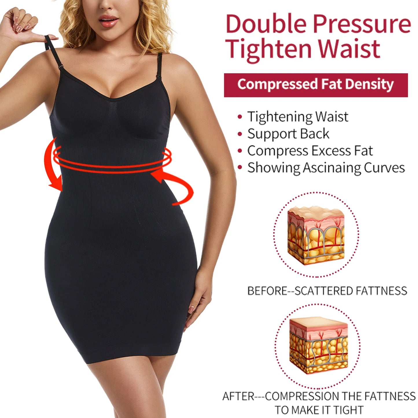 Women’s Suspender Dress Shapewear – Slim Fit Tummy Control Full Slip, Breathable Body Shaper (S–3XL Plus Size)