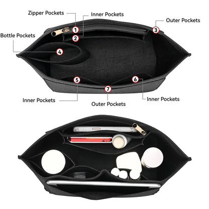 Felt Insert Bag for Longchamp Handbag - Portable Makeup & Purse Organizer Liner for Travel