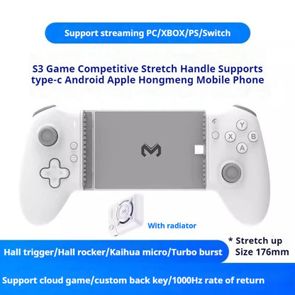 Memo S3 Gamepad Type-C Mobile Controller – Hall Effect Stretching Handle, Joystick for Android, PS Cloud Game, Customized