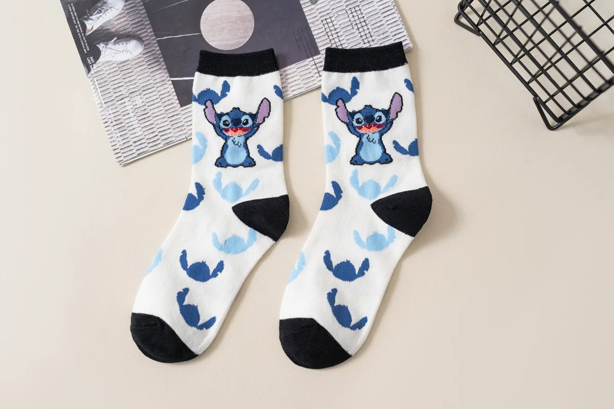 Disney Kawaii Stitch Cotton Socks - Medium Length Combed Cotton Socks, Perfect Birthday Gift for Girls & Boys