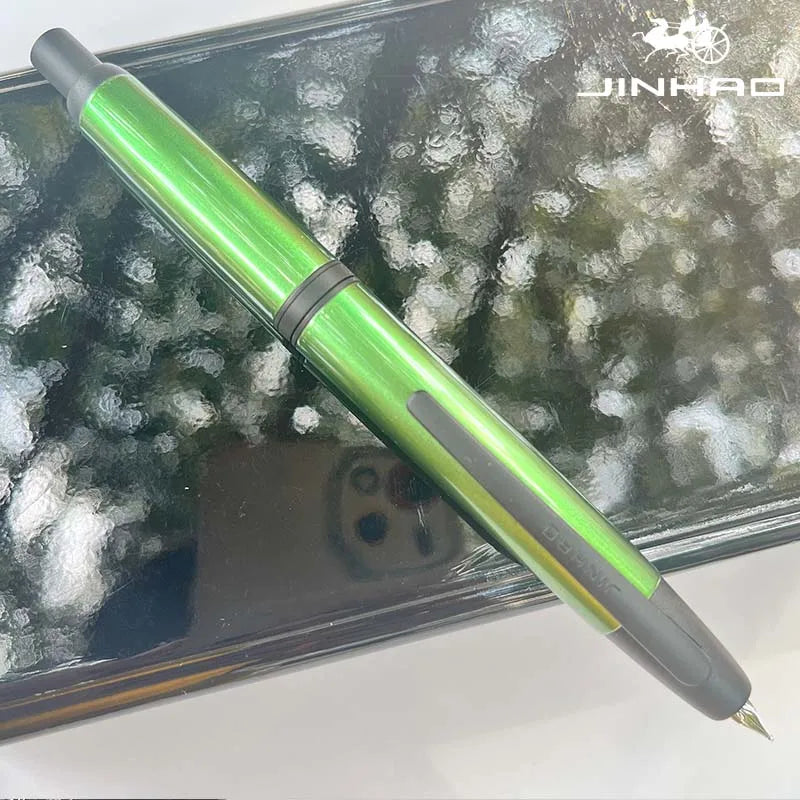 Jinhao 10 Metal Fountain Pen – Press-Out Nib, Retractable Fine Nib with Ink Converter