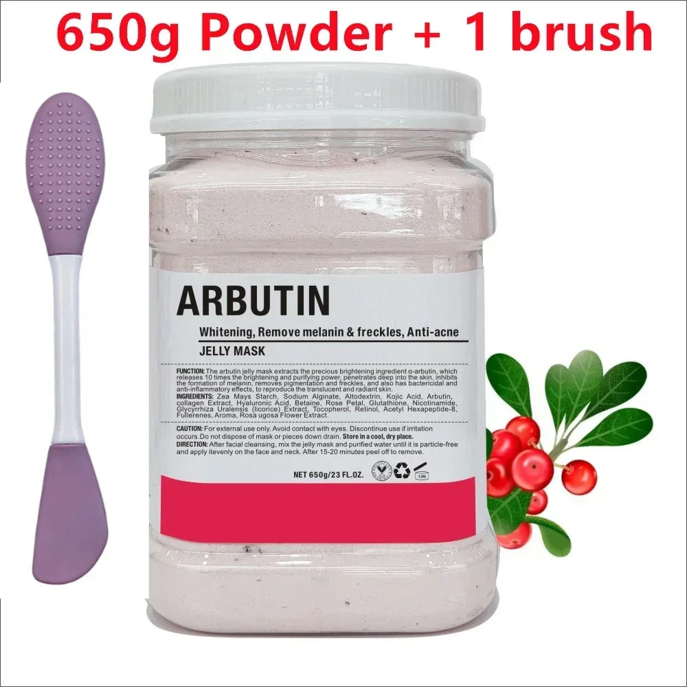 650g Chamomile Hyaluronic Acid Facial Moisturizing Mask Powder with Silicone Brush, Rose Jelly Mask for Skin Elasticity