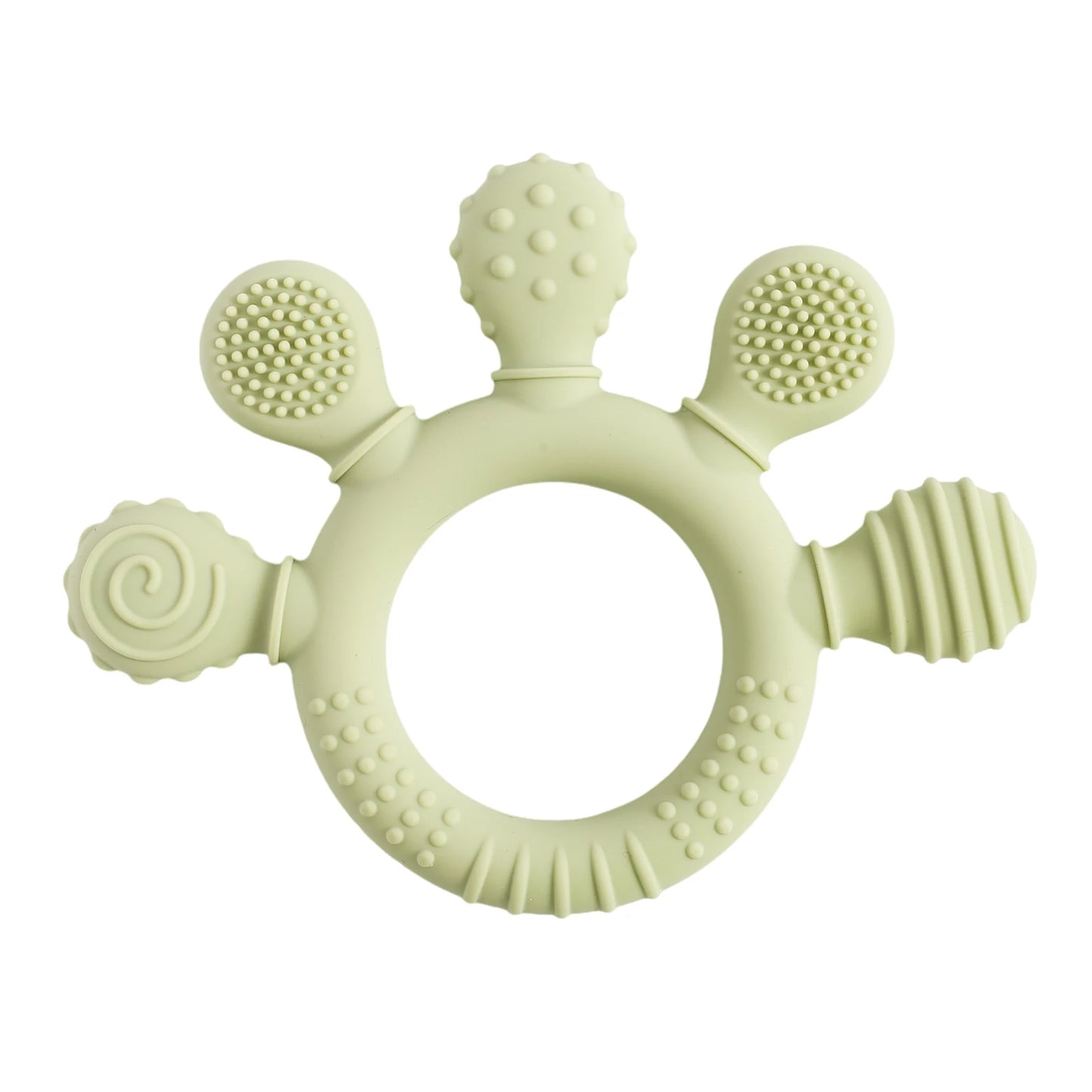 Baby Silicone Teether Toy - Cartoon Rattle Gum Relief Infant Teething Accessory for 0-12 Months