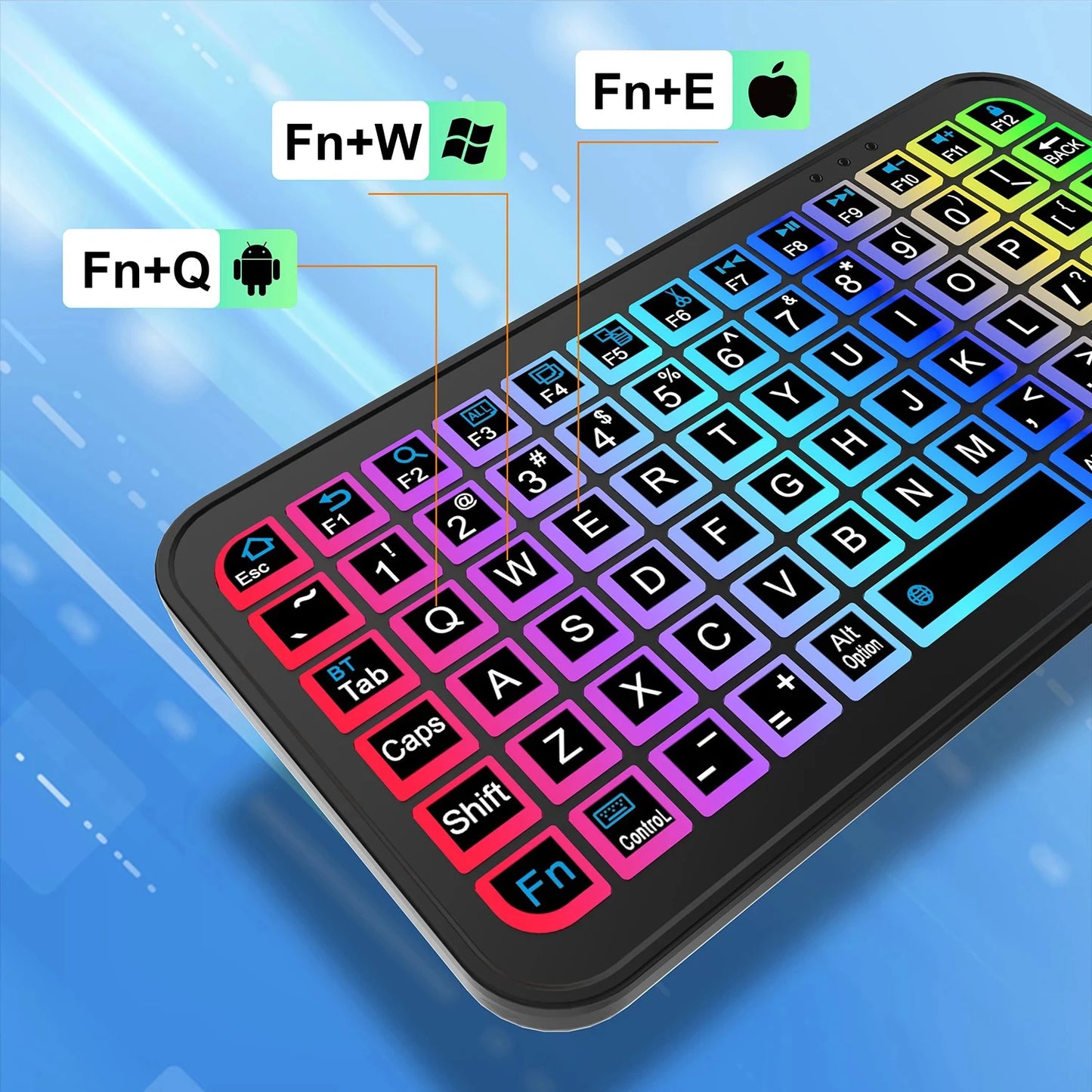 Mini Wireless Bluetooth 5.2 Keyboard – 5-Inch English Backlit Rechargeable Keyboard for PC & Android TV Box