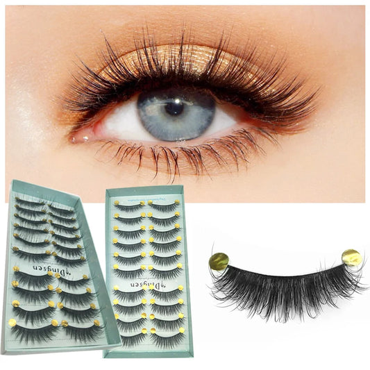 DINGSEN 10 Pairs Handmade Eyelash Fans – Individual False Lashes for Beauty & Makeup, Factory Price