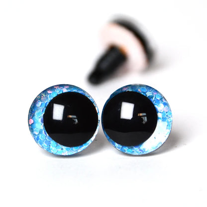 20pcs 3D Cartoon Glitter Doll Safety Eyes – Strange Eyes with Hard Washer, 16mm-30mm for Toys
