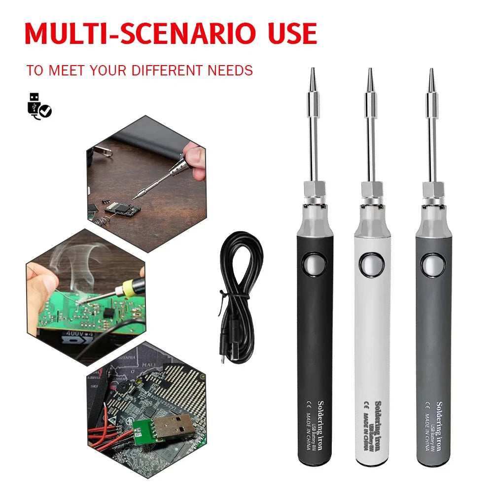 Wireless Rechargeable Electric Soldering Iron – USB 5V 8W Fast Charging Lithium Battery Portable Welding & Repair Tool for Precision Electronics