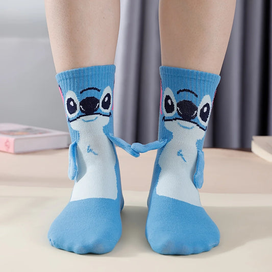 Disney Stitch Hand-in-Hand Sock Magnet — Fun Cartoon Fashion, Soft & Comfortable Christmas Stocking Toy Gift for Kids & Adults