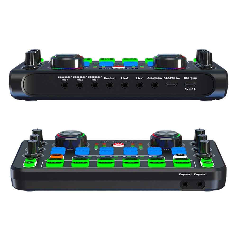 X60 Voice Changer Sound Card – Sound Mixer Board with Multiple Effects for Live Streaming & Music Recording