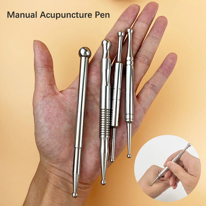 Manual Acupuncture Pen with Terahertz Energy Stone | Trigger Point Massager Stick for Face & Body Relaxation