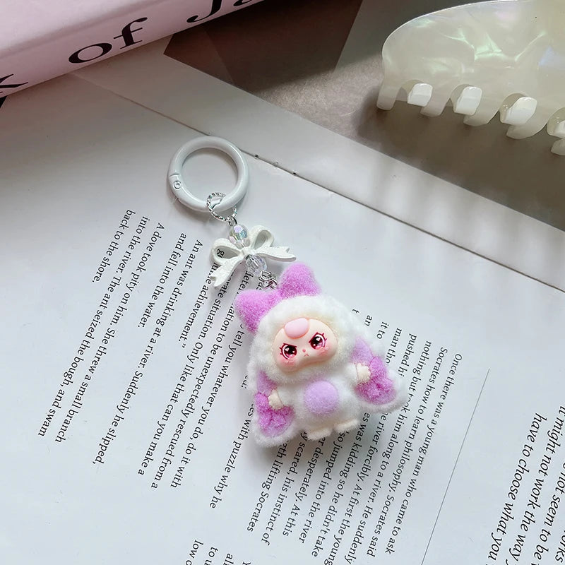 Plush Baby Keychain Bowknot Bag Pendant Hanging Charm for Phone Car Backpack Labobu Gift