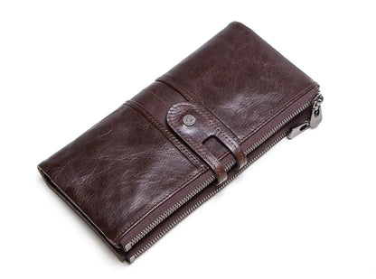 CONTACT'S Men’s Genuine Leather Clutch Wallet – Long Vintage Wallet with Card Holder, Zipper Coin Purse & Money Bag