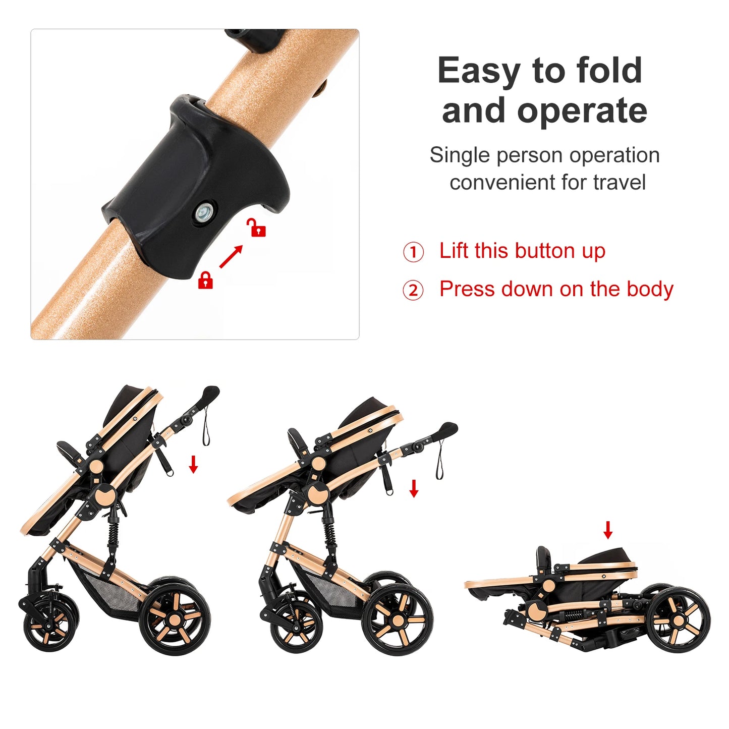 High-Quality 3-in-1 Newborn Baby Stroller — Lightweight Folding Cart with Comfort Seat & ISOFIX Safety