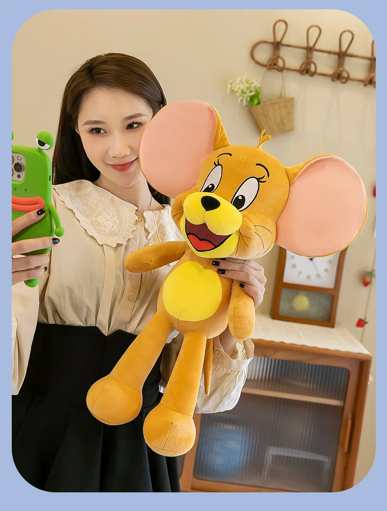 35/45/65cm Cute Cat & Mouse Plush Doll — Large Tom & Jerry Cartoon Stuffed Toy, Children's Soothing Companion Gift