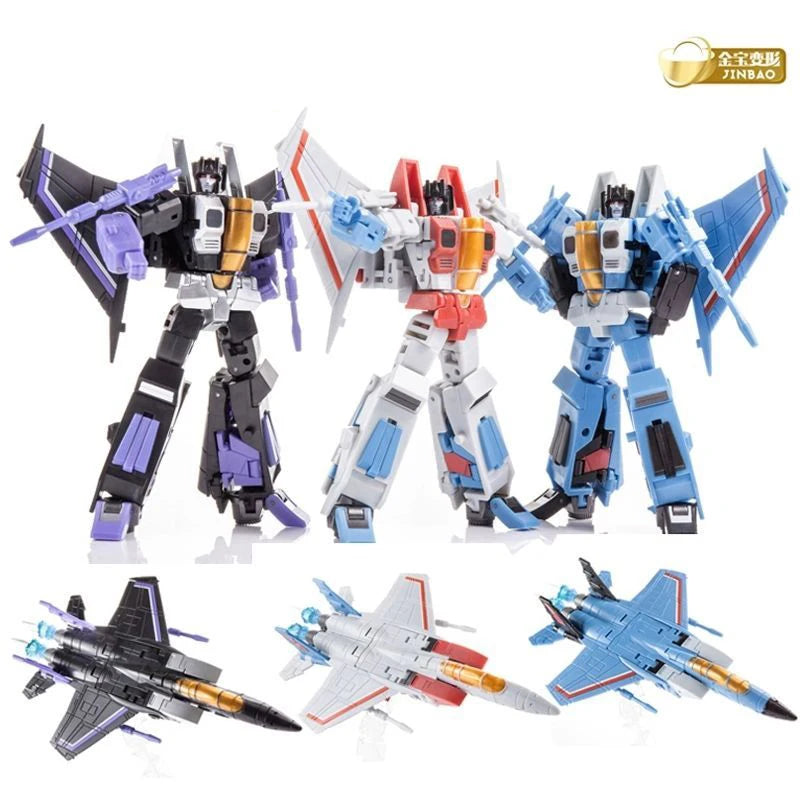 JINBAO FG0103 FG04 Starscream Skywarp Thundercracker F-15 Deformation Robot Action Figure Model – Anime Transformer Toy Set