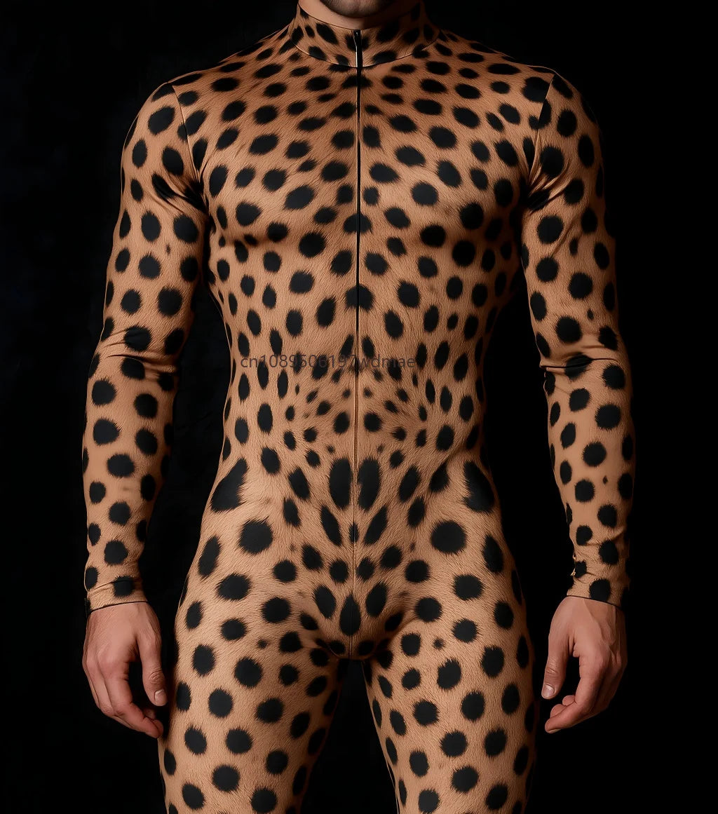 Men's Cyberpunk Muscle Bodysuit - Sci-Fi Printed Cosplay Zentai Costume for Carnival, Stage & Performance Events