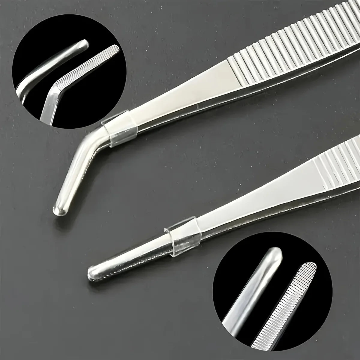 Professional Stainless Steel Kitchen Tweezers 2-Piece Set - Precision Cooking, Grilling & Seafood Clamps