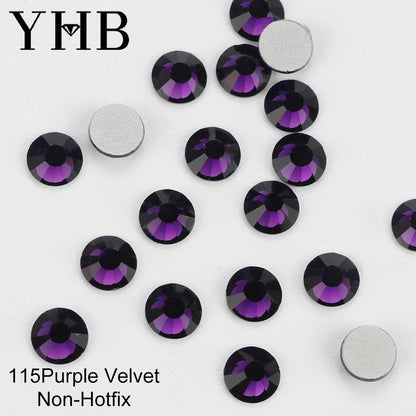 YHB Cold Fix Crystal Flatback Rhinestones - Silver Back Non Hotfix DIY Gems for Nail Art, Bags, Shoes, Garments & Phone Decoration