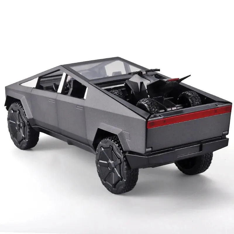 1:24 Cybertruck Model Silver Diecast Pickup Toy Car with Sound & Light for Kids 3+