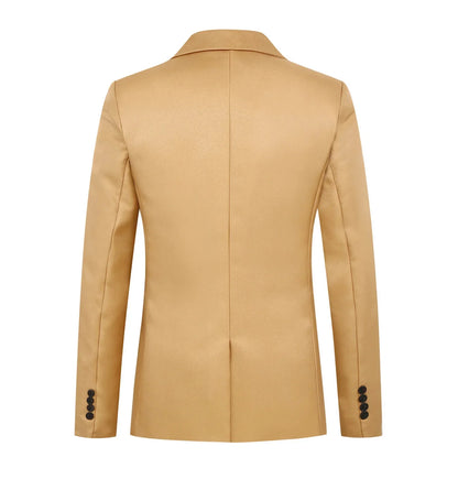 Men’s Casual Business Slim Fit Suit Jacket — Trendy Autumn Single-Button Formal Blouse, Non-Iron Solid Color