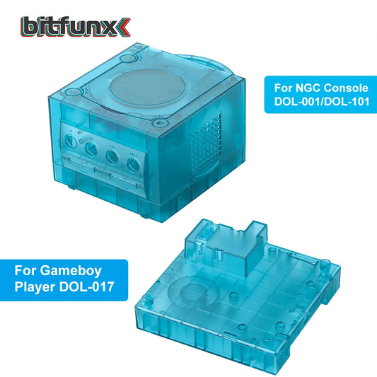 Bitfunx Ice Blue Transparent Replacement Shell for GameCube – Protective Case for NGC GC DOL-001/DOL-101 Console