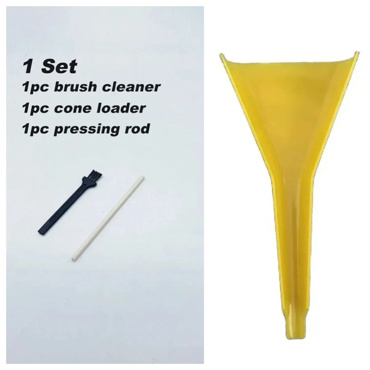Pre-Rolled Cone Loader Set - Tobacco Filling Funnel Tool with Cleaning Brush & Press Rod